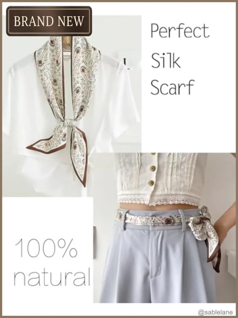 Satin Silk-Like Long Fashion Scarf for Neck, Hair, Bag, Gift